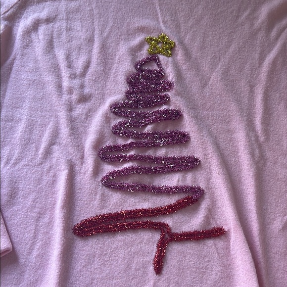 Cato new Pink Long Sleeve Top with Glitter Christmas Tree Design size 18/20W - Picture 2 of 4